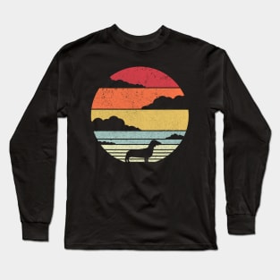 Dachshund Retro Vintage Sunset Long Sleeve T-Shirt